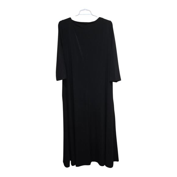 Chico’s 12/14 Black Knit Maxi Dress 3/4 Sleeve with Pockets - Picture 2 of 12